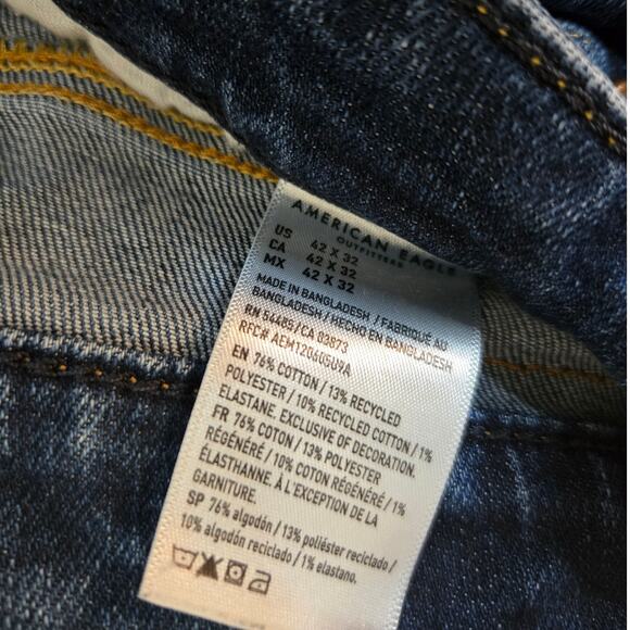 American Eagle Mens 42x32 Jeans Original Bootcut Dark Wash Airflex Pants 0784 - Picture 8 of 11